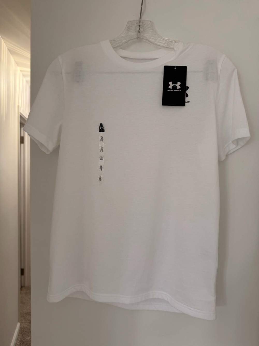 Under Armour White Short Sleeve Performance Tee with Black Logo Tag